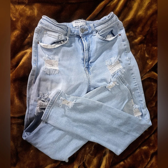 Wax Jean Collection Jeans - Size 7/28 - Light Blue Color with Rips - Picture 3 of 6